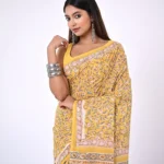Kavya / A Mul Cotton Handblock Saree
