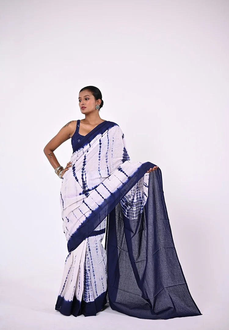 2026-04-06-16_08_05.70005302.webp Neerja / A Mul Cotton Shibori Saree - Image 1