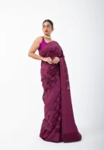 Merlot Marvel/ A Benarasi Cotton Saree - Image 4