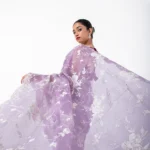 Lavender Legacy: Pure Organza saree with Kora work