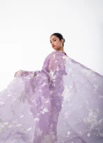 Lavender Legacy: Pure Organza saree with Kora work