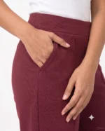 Morikabync Women Regular Fit Maroon Acrylic Blend Trousers - Image 2