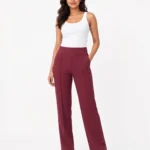 Morikabync Women Regular Fit Maroon Acrylic Blend Trousers