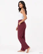 Morikabync Women Regular Fit Maroon Acrylic Blend Trousers - Image 4