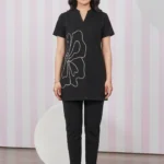 Morikabync Women Top & Pyjama Set Black Printed, Floral Print (NC0014)