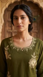 Morikabync Kurta set Embroidered Kurta, Trouser/Pant & Dupatta Set (NC0004) - Image 2