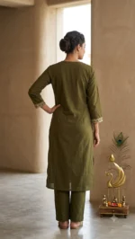 Morikabync Kurta set Embroidered Kurta, Trouser/Pant & Dupatta Set (NC0004) - Image 4
