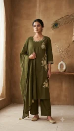 Morikabync Kurta set Embroidered Kurta, Trouser/Pant & Dupatta Set (NC0004)