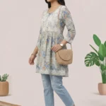 Nitya Collection Floral Print, Embroidered Pure Cotton A-line Kurta for Women Multicolor (ANC0006)