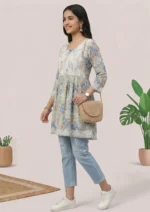Nitya Collection Floral Print, Embroidered Pure Cotton A-line Kurta for Women Multicolor (ANC0006)
