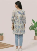 Nitya Collection Floral Print, Embroidered Pure Cotton A-line Kurta for Women Multicolor (ANC0006) - Image 4